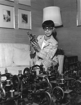 Edith Head in her office with her sewing machine collection 1971 © 1978 Larry Kastendiek