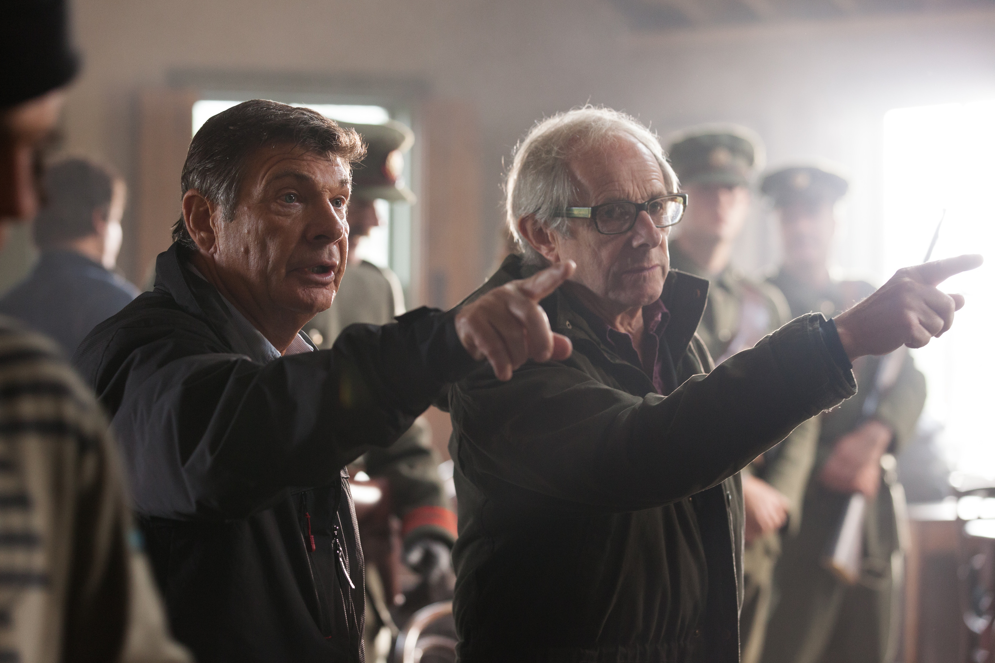 Still of Paul Heasman, Ken Loach and Behind the Scenes in Jimmy's Hall (2014)