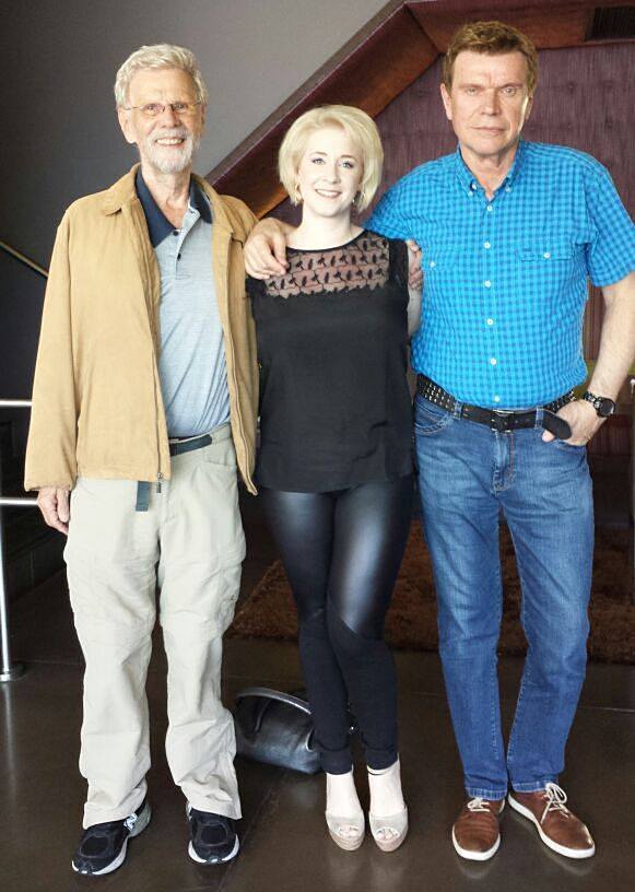 Eric Morris, Karolin Beckmann and Jost Heider in the Charles Aidikoff screening room after the screening of Eric & Rose in April of 2015