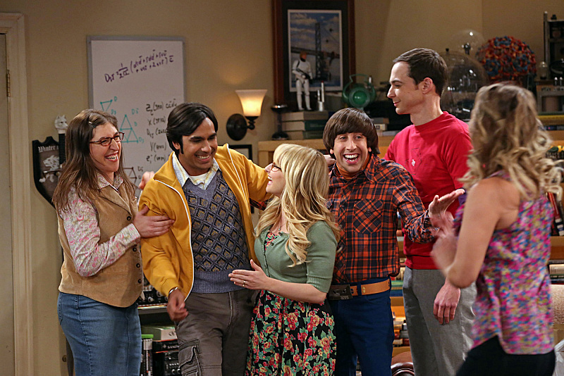 Still of Mayim Bialik, Kaley Cuoco, Simon Helberg, Jim Parsons, Melissa Rauch and Kunal Nayyar in Didziojo sprogimo teorija (2007)