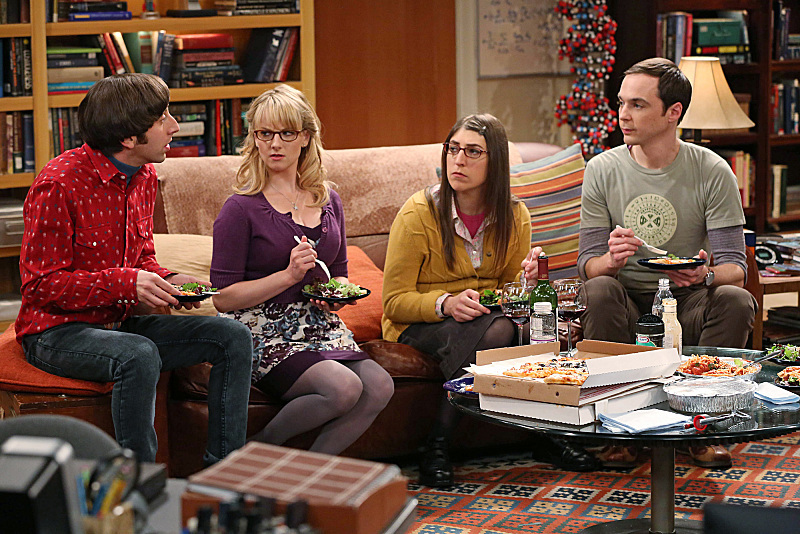 Still of Mayim Bialik, Simon Helberg, Jim Parsons and Melissa Rauch in Didziojo sprogimo teorija (2007)