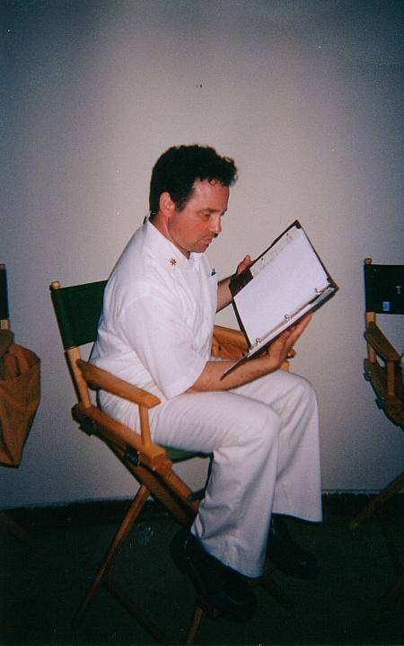 Day Player Harrison Held reviews the scene in which he will perform a labotomy on the lead character of Ryan (Shae Whigham) in 
