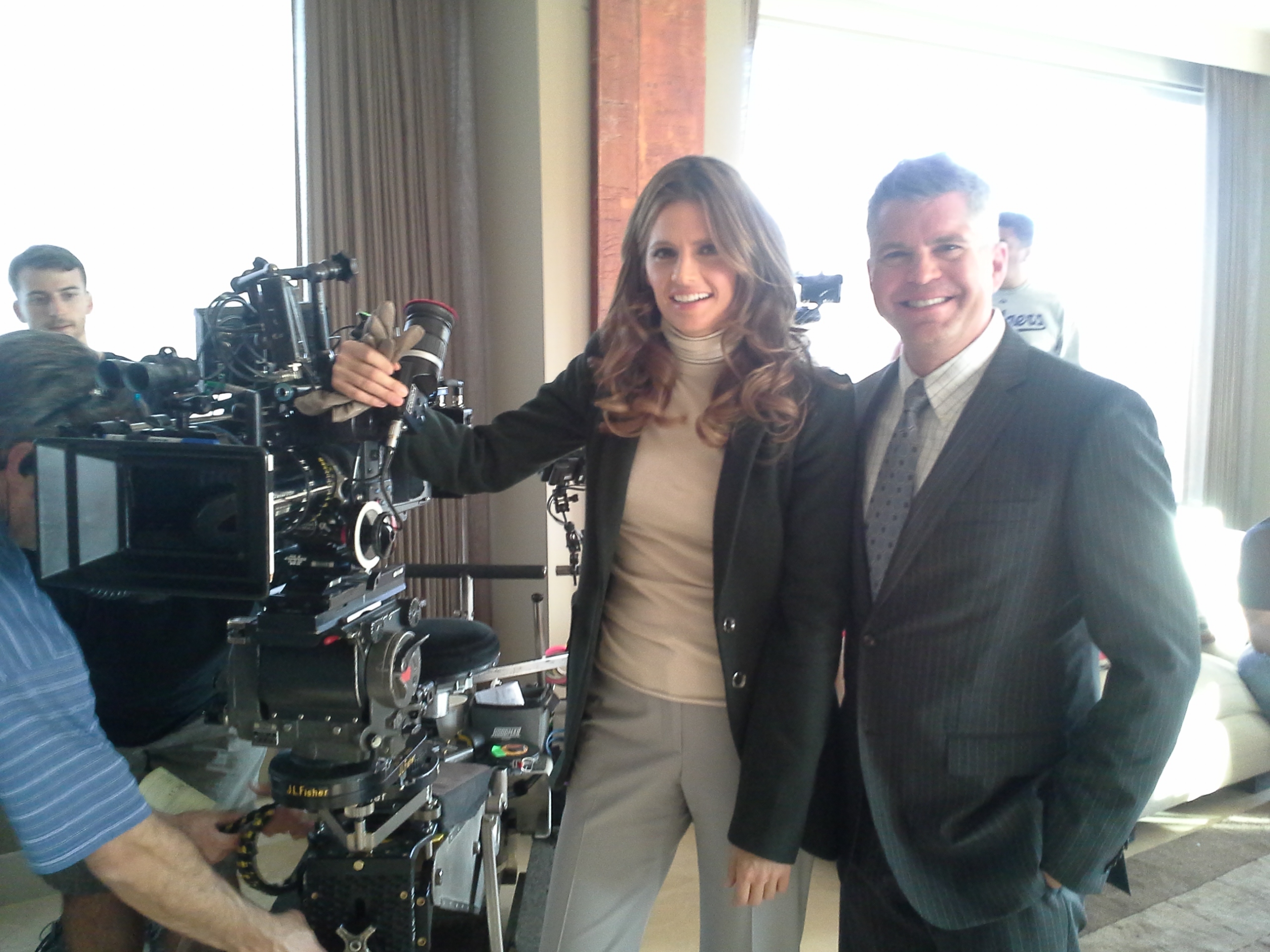 Stana Katic and Jesse Henecke on the set of CASTLE