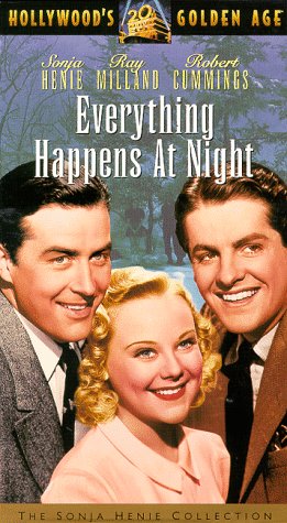 Ray Milland, Robert Cummings and Sonja Henie in Everything Happens at Night (1939)