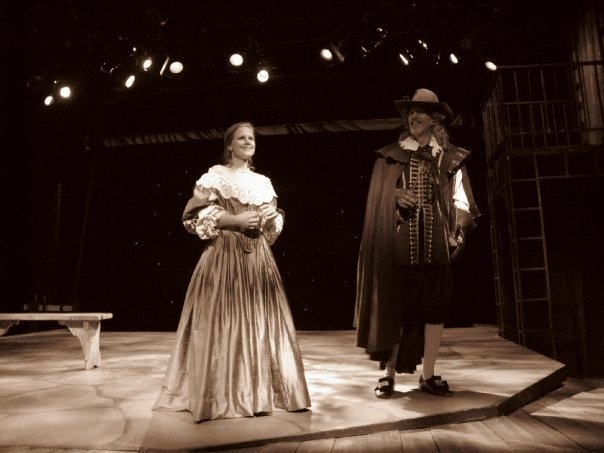 Dress Rehearsal for Cyrano de Bergerac (TheatreWorks). Julie Sweum as Roxanne; Mark Hennessy as the Comte de Guiche.