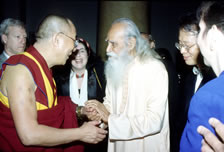 H.H. Sri Swami Satchidananda with H.H/The Dalai Lama during Ecumenical Conference.The traditional Yoga practices & medically proven therapeutic progs incl in 