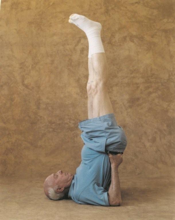 Legendary, Emmy Winning TV Producer, Director, Hal Cooper (Maude,Dick Van Dyke, All in the Family) in Sarvangasana (ShoulderStand) HathaYoga Pose for 