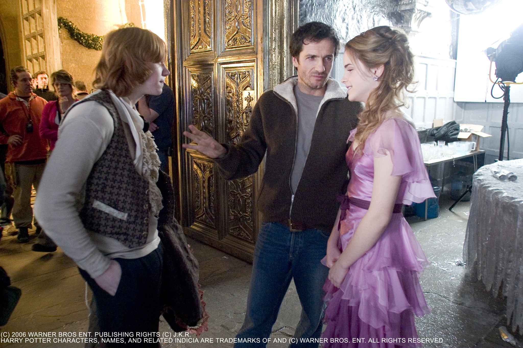 Still of Rupert Grint, David Heyman and Emma Watson in Haris Poteris ir ugnies taure (2005)