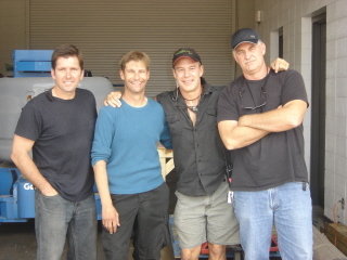 Steve Ritzi, Danny Cosmo, Lex Geddings & Thril Haston on the set on The Mist 2007