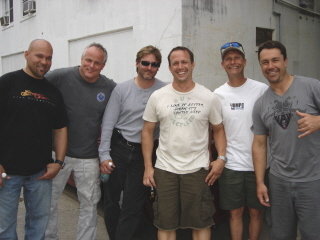 John Ashker, Tanner Gill, John Stoneham, Jeff Galpin, Danny Cosmo, Rex Reddick on the set of Yellow Handkerchief 2007