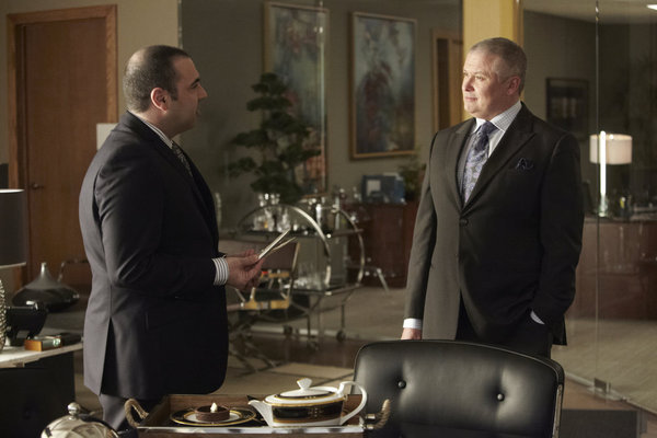 Still of Conleth Hill, Rick Hoffman and Edward Darby in Suits (2011)
