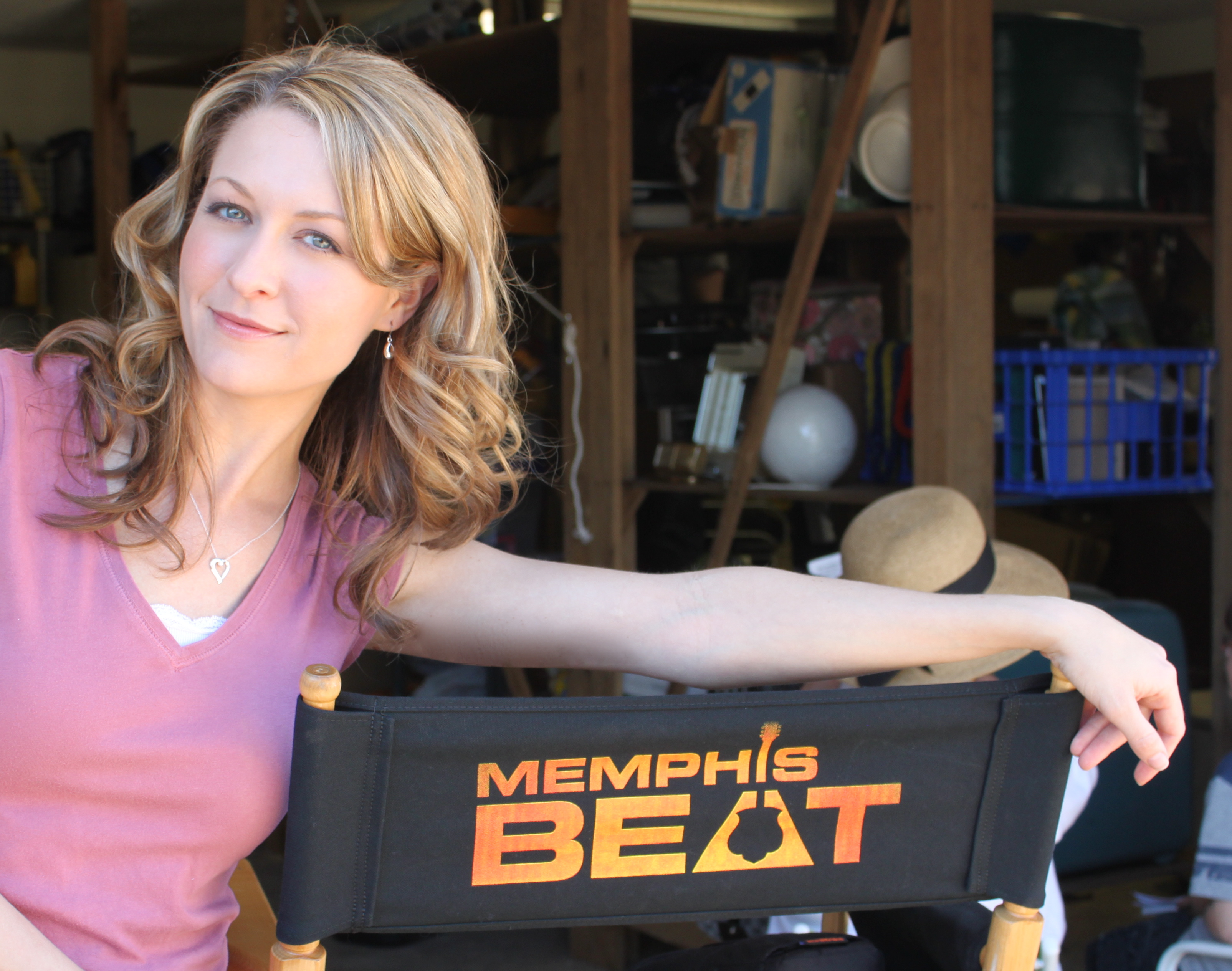 Ali HIllis on the set of Memphis Beat with Jason Lee and Alphre Woodard