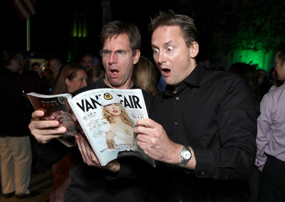 Tim Bagley and Michael Hitchcock at Vanity Fair's launch party for 