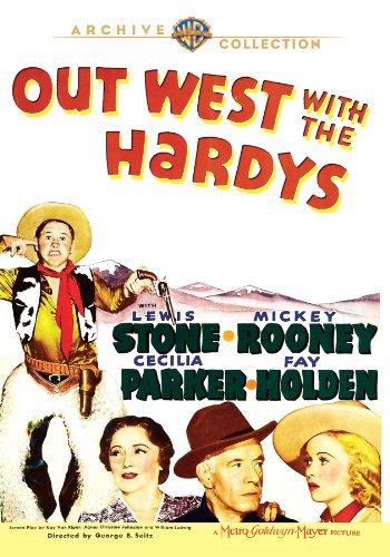 Mickey Rooney, Fay Holden, Cecilia Parker and Lewis Stone in Out West with the Hardys (1938)