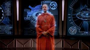 Mark Holden as Brother Thaddeus Blake in Andromeda in a hologram scene.
