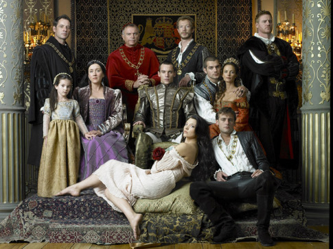 Gabrielle Anwar, Sam Neill, Jeremy Northam, Jonathan Rhys Meyers, Callum Blue, Kris Holden-Ried and Natalie Dormer in The Tudors (2007)