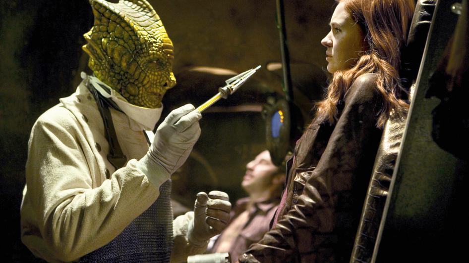 Still of Richard Hope and Karen Gillan in Doctor Who (2005)