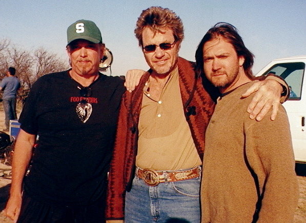 Actor Martin Kove, center, best known for The Karate Kid and Cagney & Lacey, is flanked by actors Anthony Hornus, left, and DJ Perry on the Mescal, Arizona set of Miracle at Sage Creek.