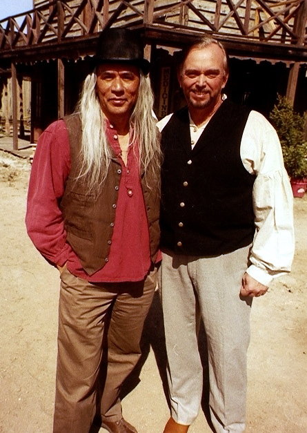 Acclaimed Native American actor Wes Studi (Dances with Wolves, Last of the Mohicans, The New World) on the Arizona set of Miracle at Sage Creek with actor Anthony Hornus (Wicked Spring, Ghost Town, An Ordinary Killer).