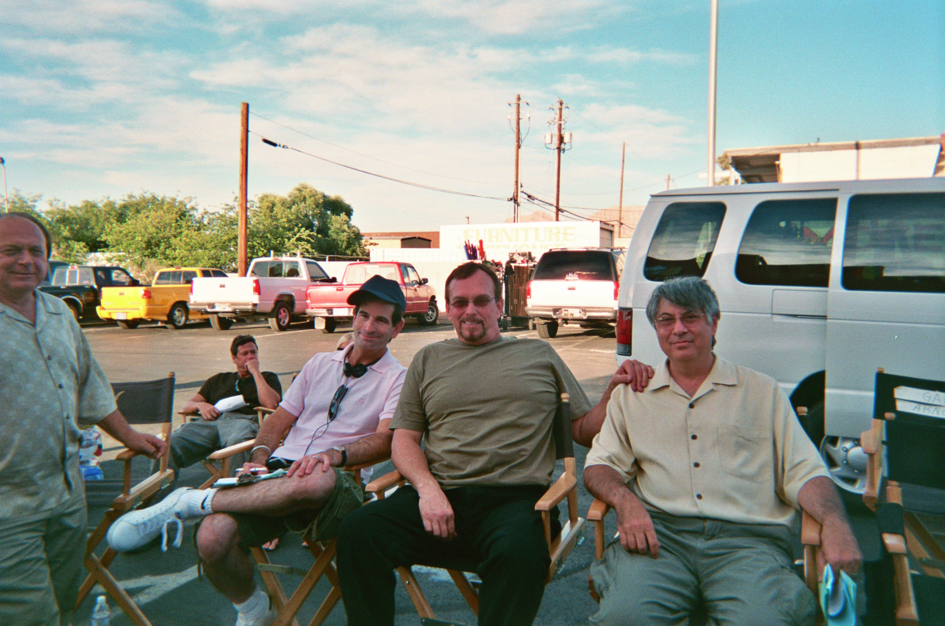 Director Charles Matthau, left, actor Anthony Hornus, center, and producer Michael Meltzer on the Las Vegas set of Mikey and Delores.