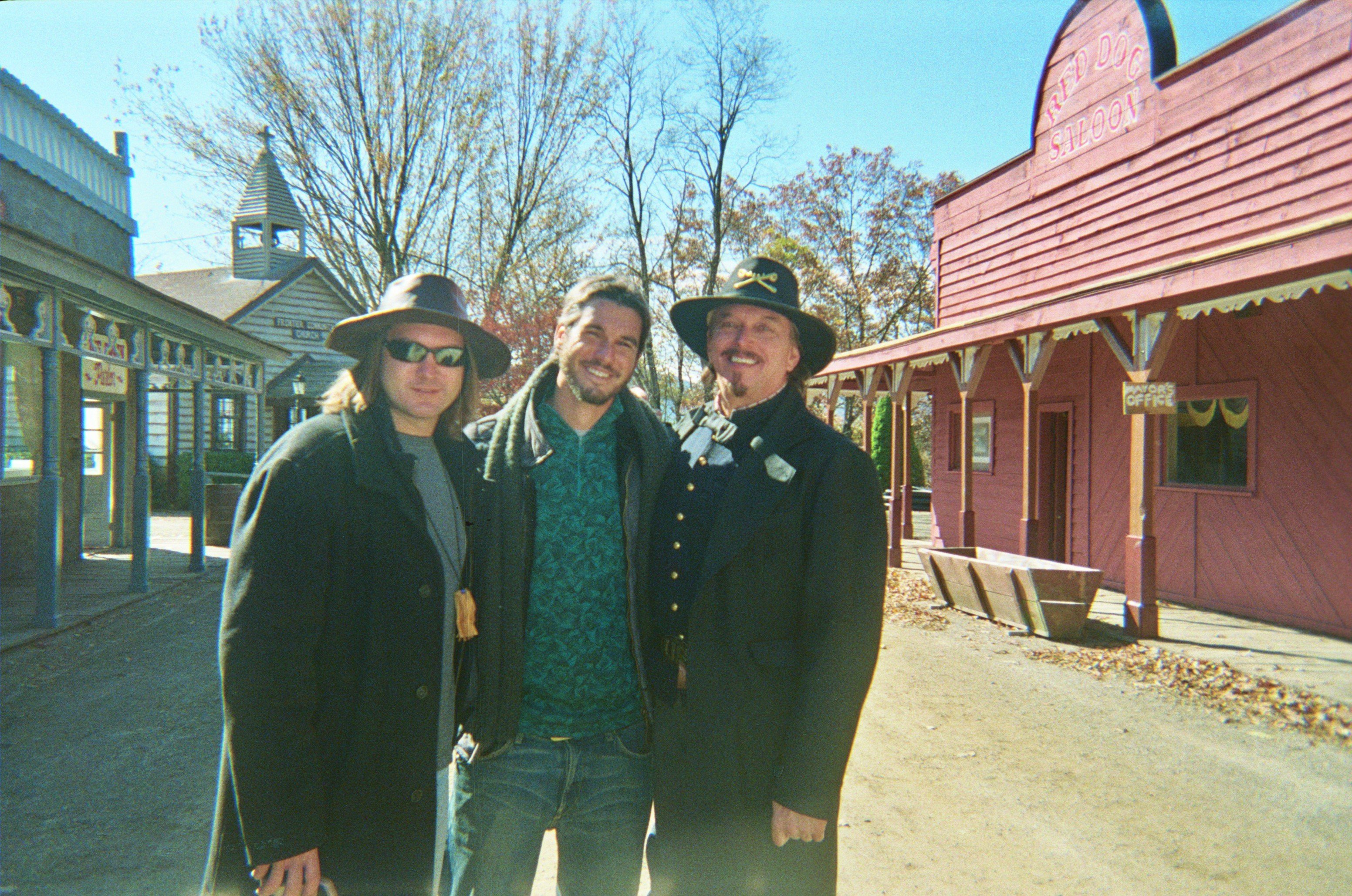 From left, actors DJ Perry (An Ordinary Killer, The 8th Plague, Miracle at Sage Creek), Jordan Engle (Zoey 101, Spring Break-Up) and Anthony Hornus (An Ordinary Killer, Miracle at Sage Creek, Heaven's Neighbors) on location in Maggie Valley, North Carolin