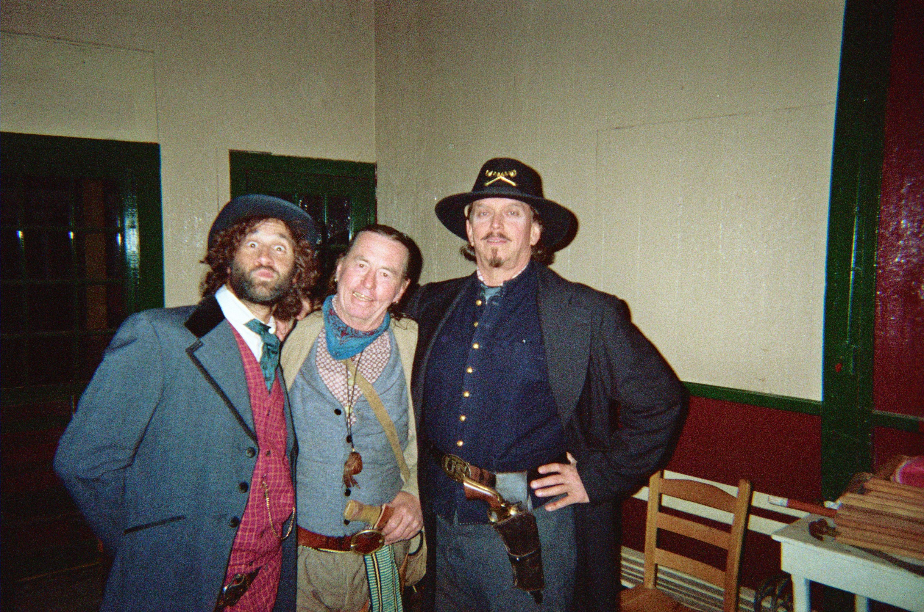 From left, actors Paul Proios (GPS), Robert Bradley and Anthony Hornus (An Ordinary Killer, Miracle at Sage Creek)on the set of Ghost Town in Maggie Valley, North Carolina. Much of the flm was shot at the Ghost Town in the Sky theme park due to reopen in