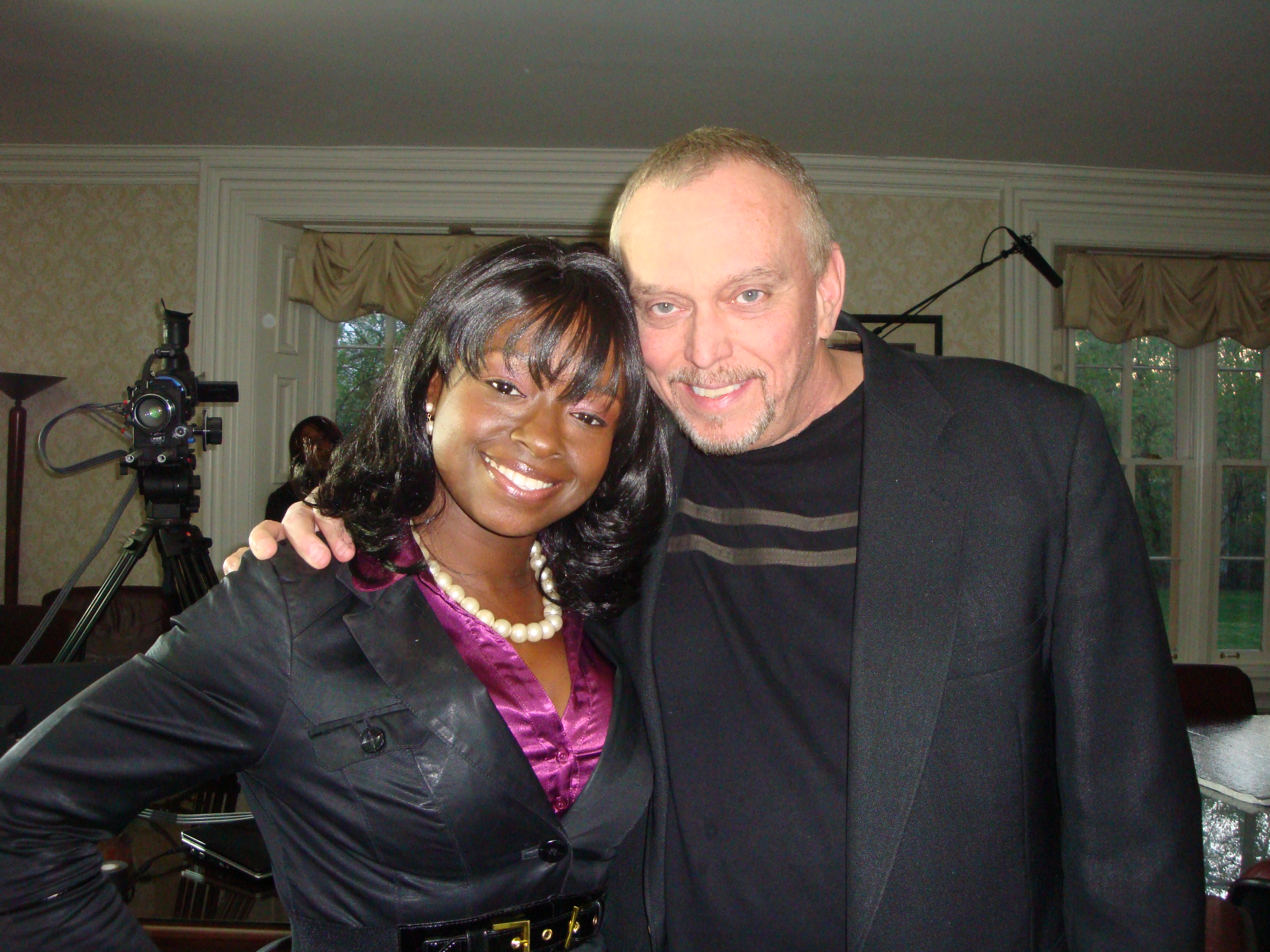 Actress Rae'Ven Larrymore-Kelly (A Time to Kill, Ghosts of Mississippi, Hannah Montana) with actor-director Anthony Hornus (Miracle at Sage Creek, A State of Hate) on the Detroit set of the drama/thriller 