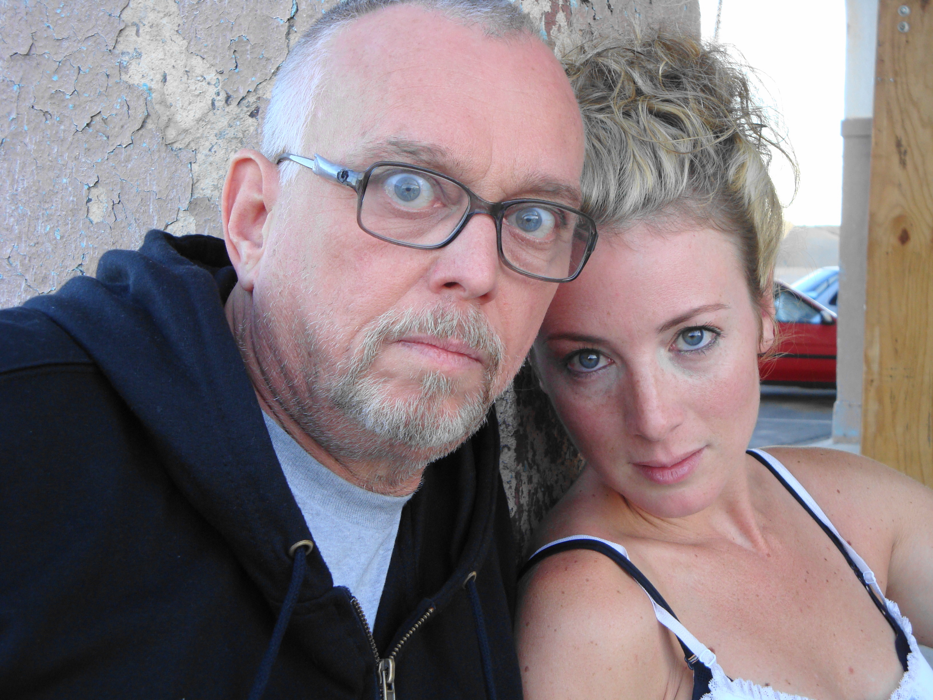 Actor Anthony Hornus (Dean Teaster's Ghost Town, Wild Michigan, An Ordinary Killer) in character as ex-con Donald Martin, with actress Tracilyn Jones (A State of Hate, One Long Day) on the set of Renovation in Yuma, Ariz.