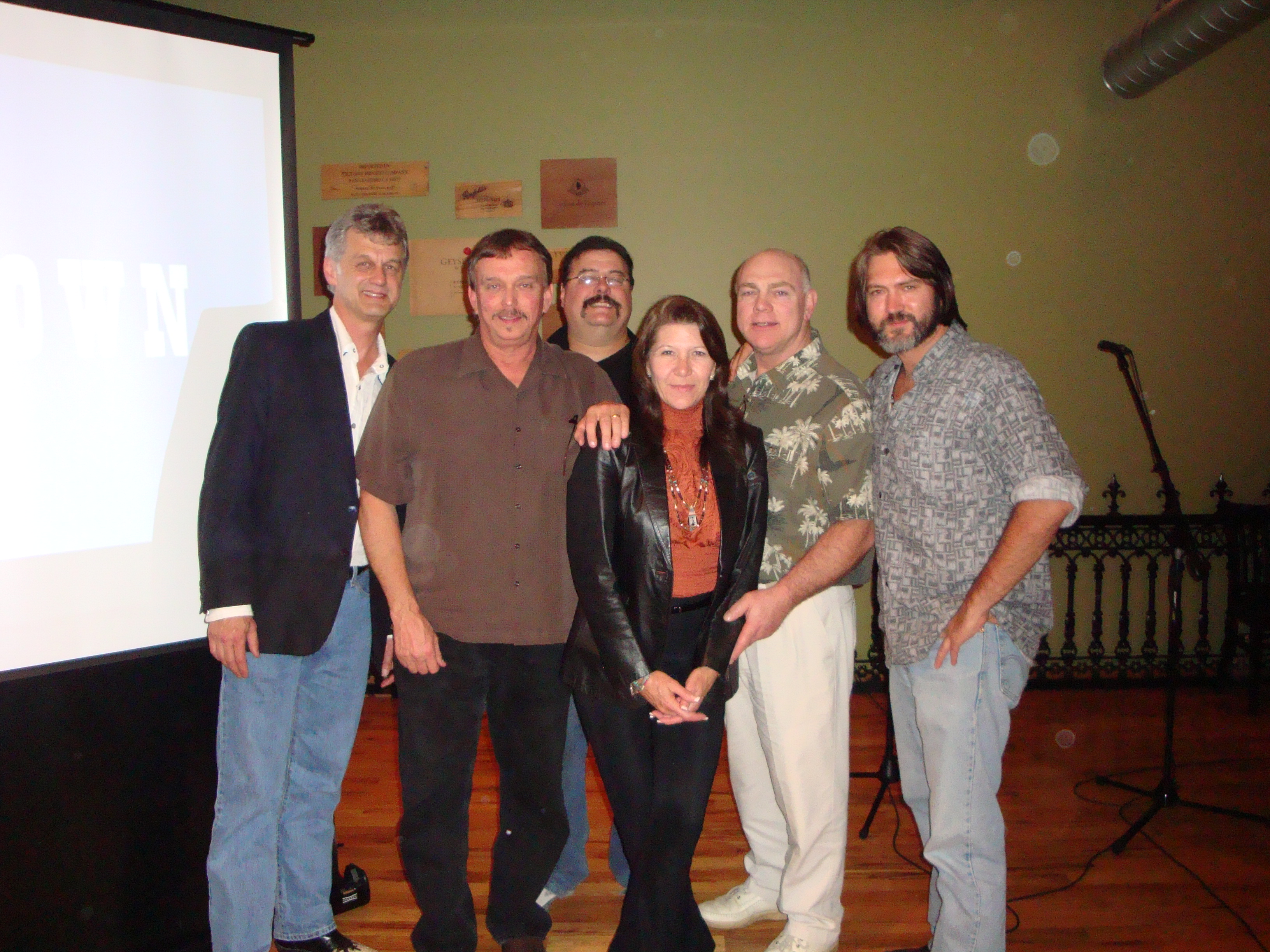 At a screening of Dean Teaster's Ghost Town in Michigan are, from left Director Dean Teaster, actor-producer Anthony Hornus, Gary Kovacs, Tammy Stephens-Teaster, Dave Papenfuss and actor-producer DJ Perry.