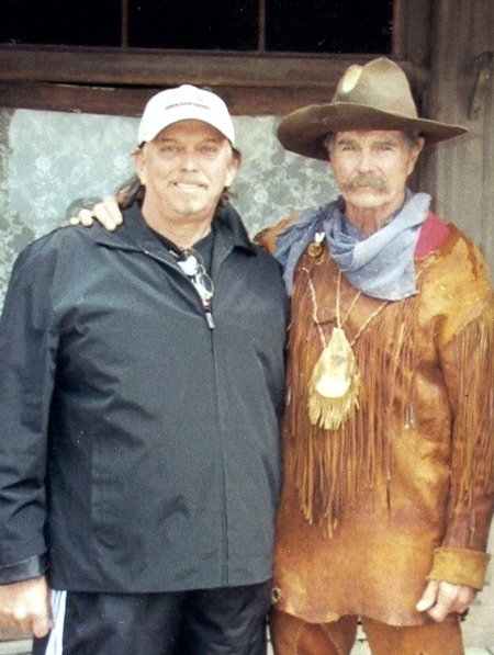 Actor-Director Anthony Hornus (An Ordinary Killer, Ghost Town), left, behind the scenes at Miracle at Sage Creek with actor Buck Taylor (Gunsmoke, Tombstone, Band of Brothers) in Mescal, Arizona.