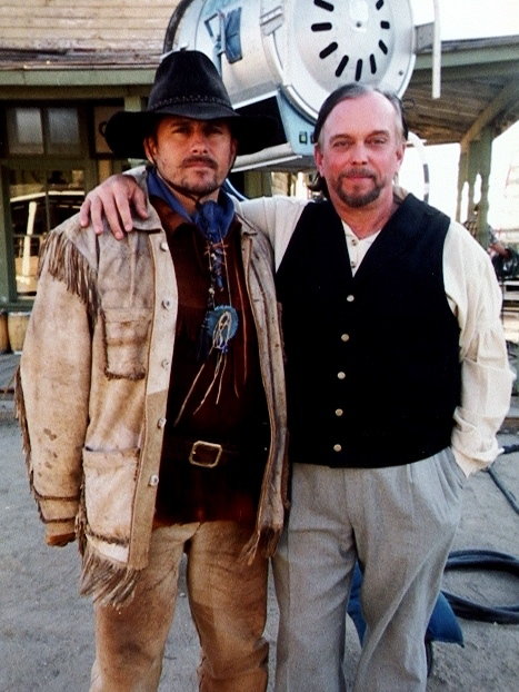 Actors Tim Abell (Soldier of God), left, and Anthony Hornus (An Ordinary Killer and Ghost Town) on the set of Miracle at Sage Creek filmed in Mescal, Arizona.