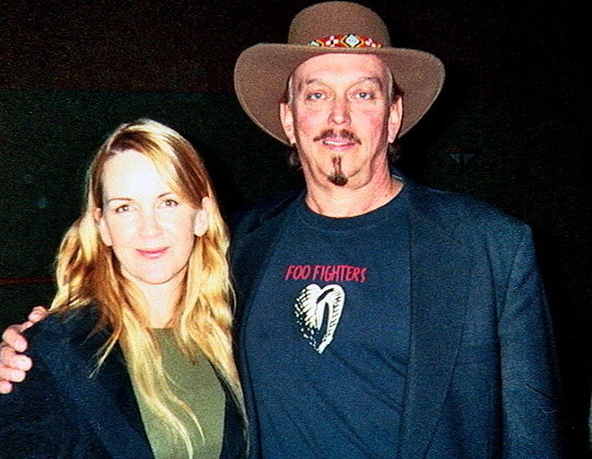 Actress Renee O' Connor best known for Gabrielle on Xena: Warrior Princess) and actor Anthony Hornus share a moment in Cherokee, N.C., at a cast dinner for the film, Ghost Town, hosted by the Eastern Band of the Cherokee Tribe.