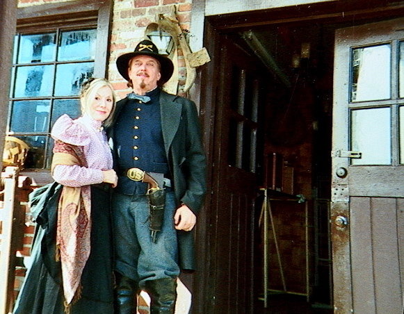 Stella Parton as Betsy Mae and Anthony Hornus as Captain Ketner on the set of Ghost Town the movie in Maggie Valley, N.C.