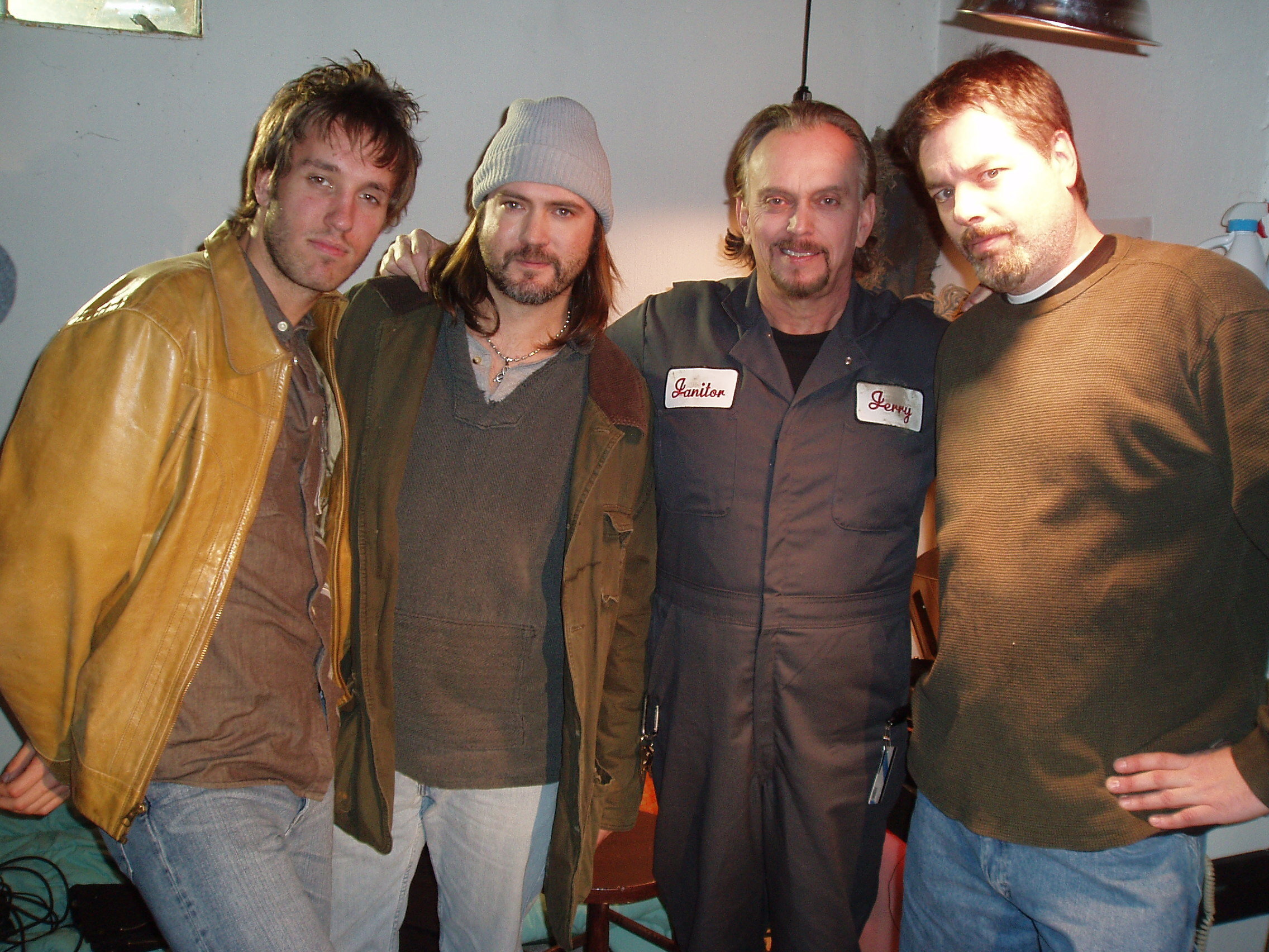 From left, Nathanial Nose (Ghost Town, Talent), DJ Perry (An Ordinary Killer, The 8th Plague, Ghost Town), Anthony Hornus (An Ordinary Killer, Miralce at Sage Creek, Ghost Town) and Jeff Burton (The Final Curtain, Dead End Road) on the Michigan set of Mur