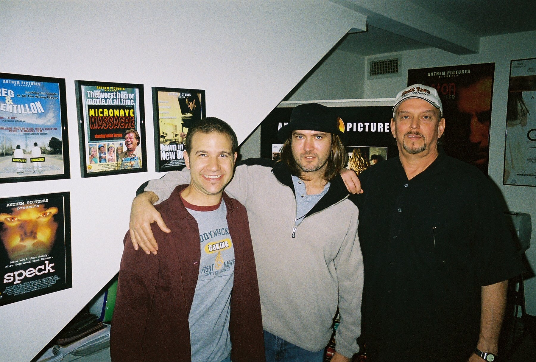 Chuck Adelman, left, President of Anthem Pictures, with actors-writers-producers DJ Perry and Anthony Hornus at his Agoura Hills, Calif. offices. Anthem Pictures is the distributor of Collective Development's An Ordinary Killer.