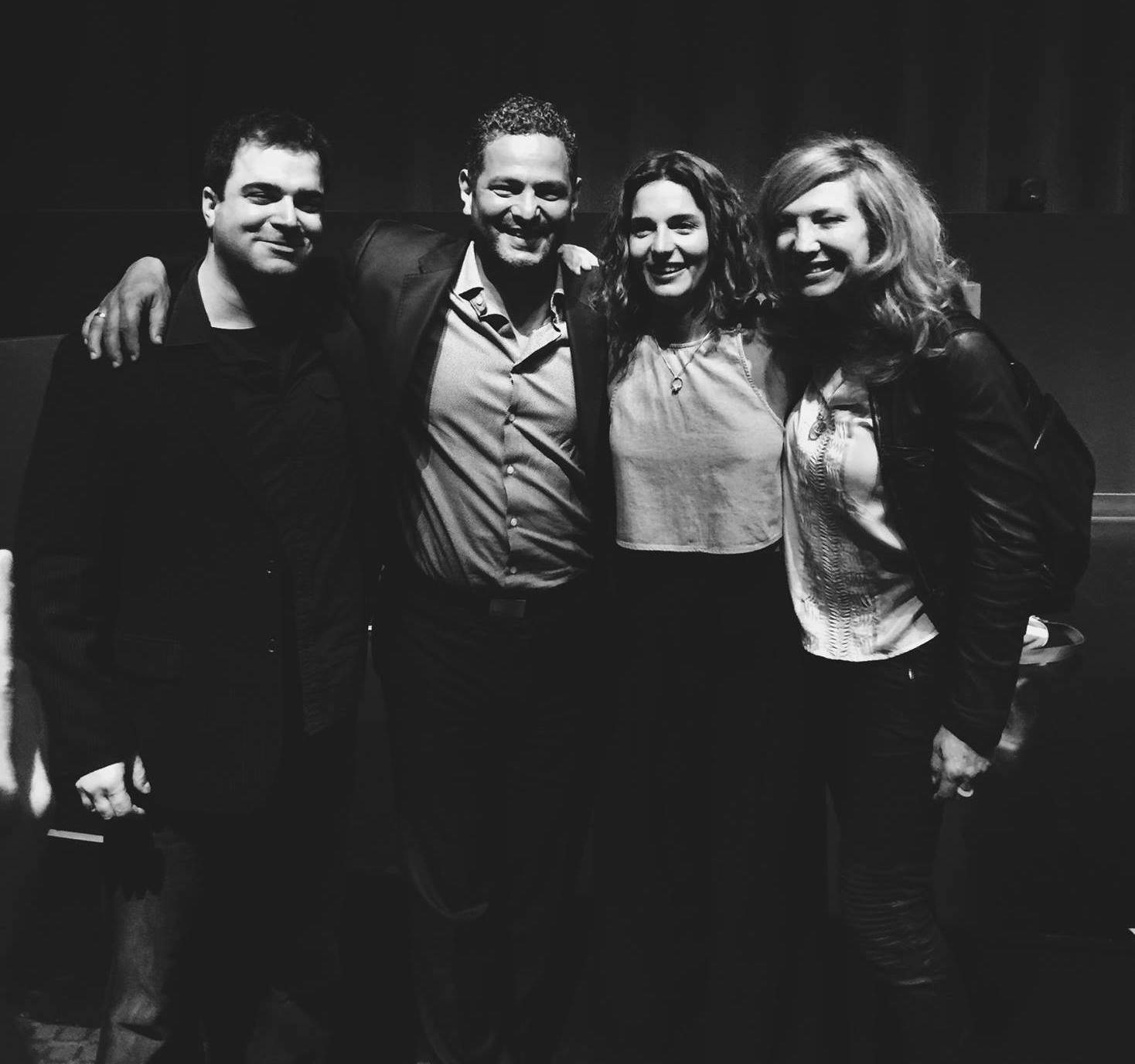 (L-R) Gregory Horoupian, Alexander Dinelaris, Claudine Eriksson, and Cilda Shaur at a private screening of ENIGMA.