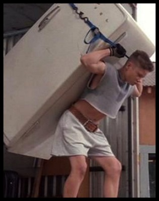 Sam Horrigan's famous Refrigerator and pull-up scene in Little Giants