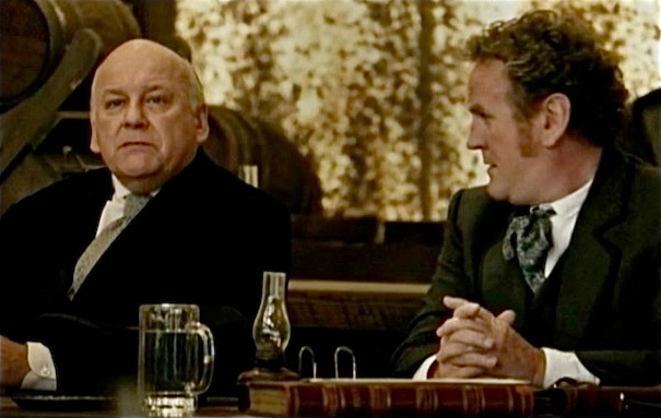 Congressman Oakes Ames (Serge Houde) and Thomas 'Doc' Durant (Colm Meaney) in Episode 6 of Season 3 of HELL ON WHEELS.