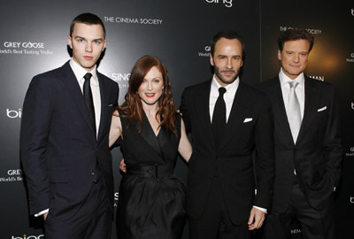 Colin Firth, Julianne Moore, Nicholas Hoult and Tom Ford at event of A Single Man (2009)