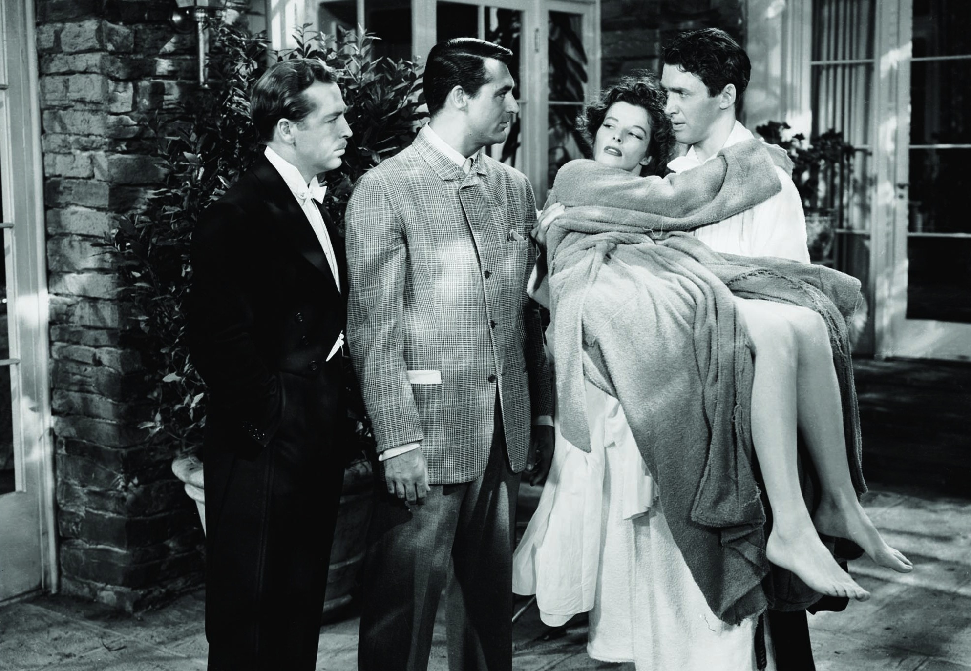 Still of Cary Grant, Katharine Hepburn, James Stewart and John Howard in The Philadelphia Story (1940)