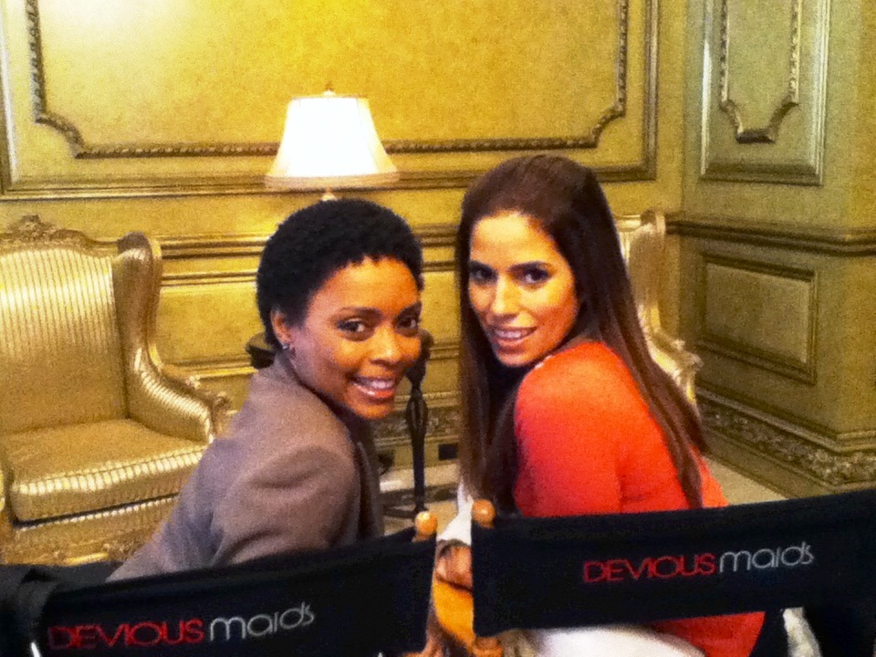 with Ana Ortiz o the set of Devious Maids