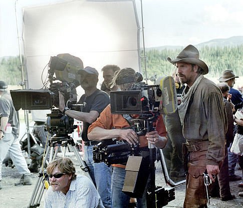 Norman Howell on the set of Open Range with Kevin Costner.