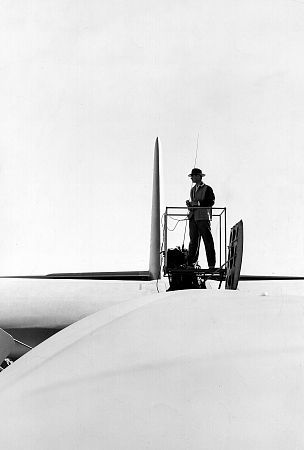 Howard Hughes atop The Spruce Goose, 1947.