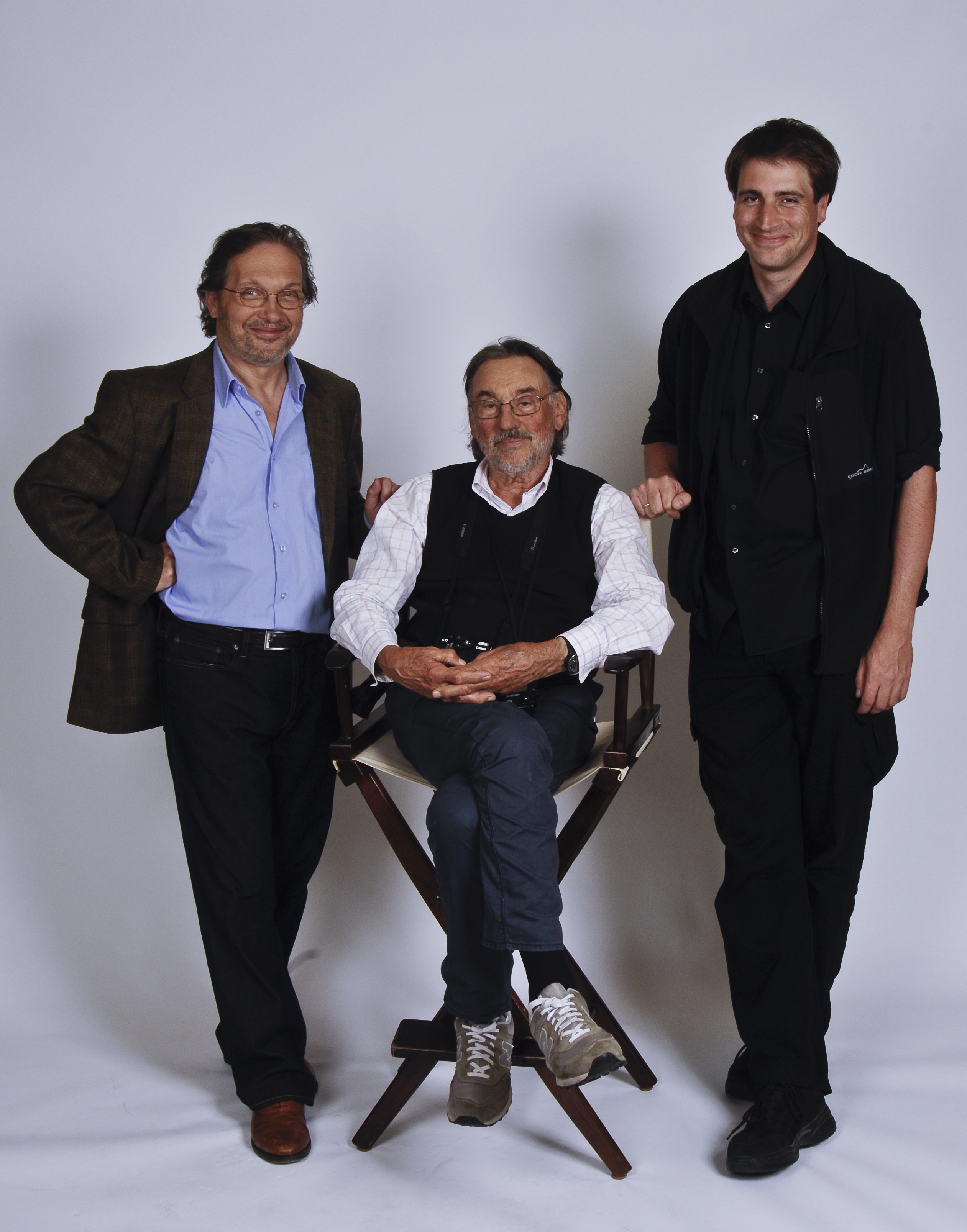 Writer-director Endre Hules with cinematographers Vilmos Zsigmond, A.S.C. and Zoltan Honti on the set of The Maiden Danced to Death