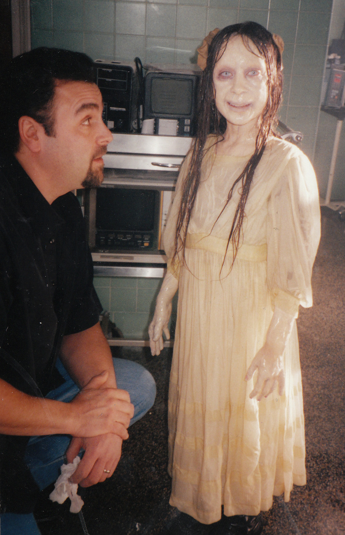 Lauren and John Caglione Jr. on the set of Blair Witch 2.