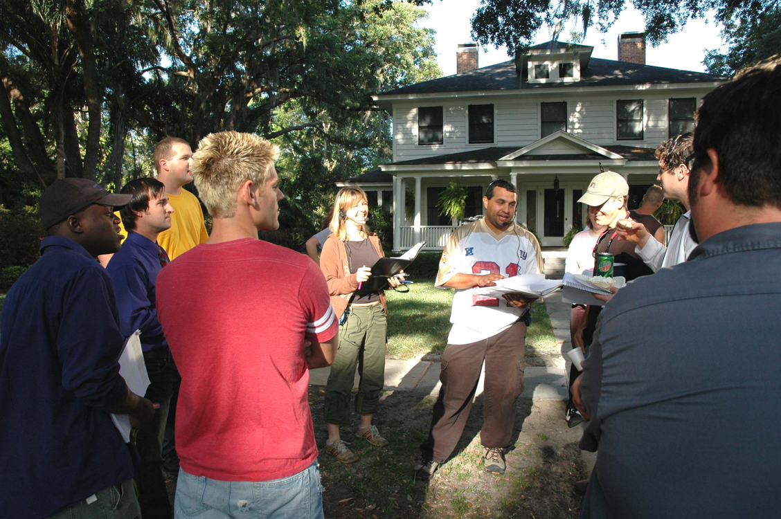 Cast and crew on location for The Guardians (2010) in Winter Garden, Florida.
