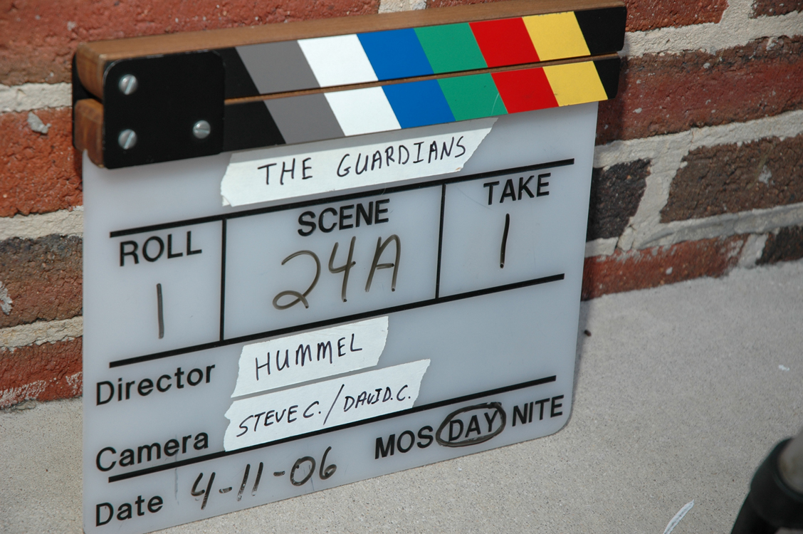 Day one slate, on location of The Guardians (2010).