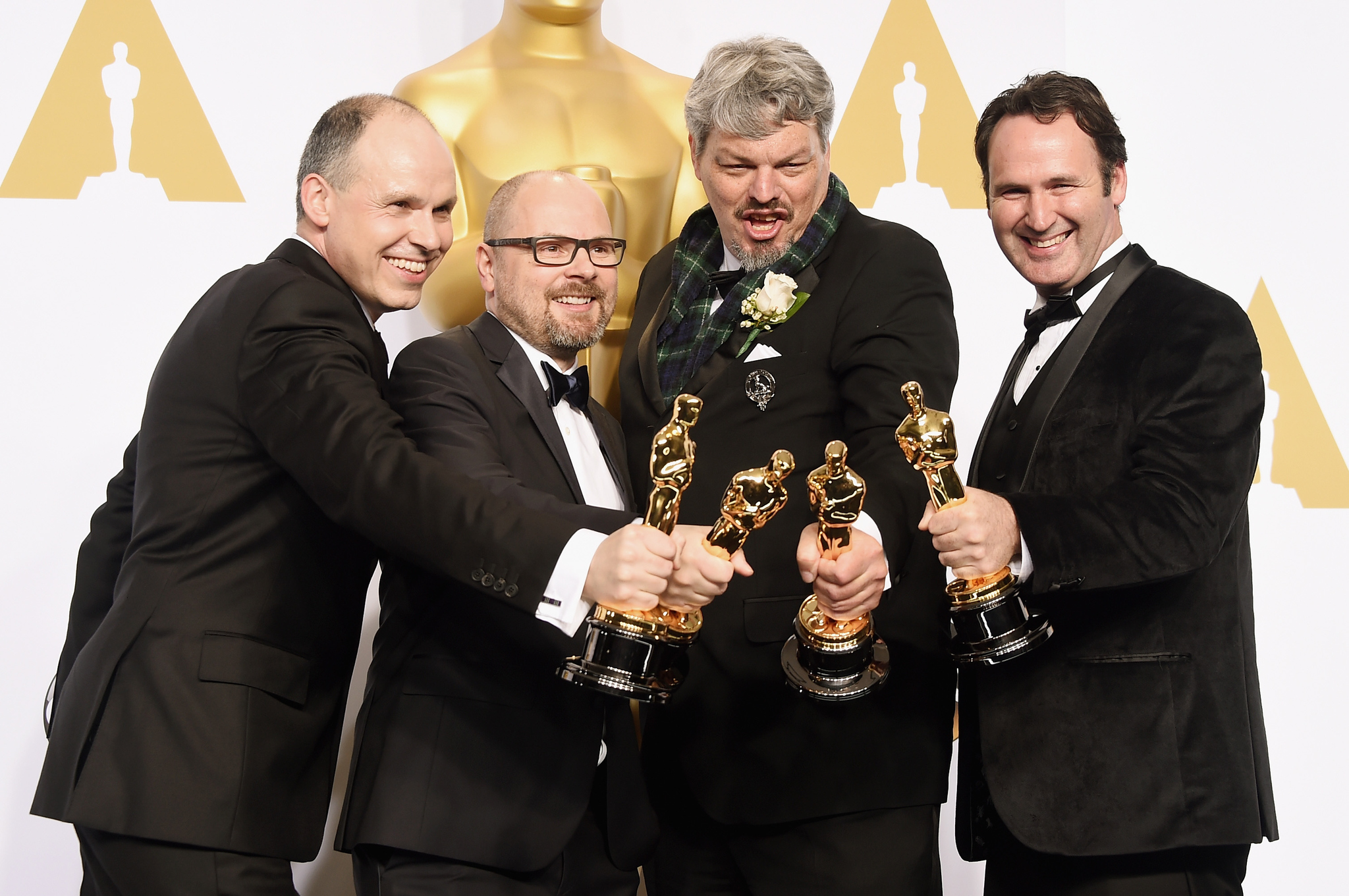 Ian Hunter, Andrew Lockley and Paul Franklin at event of The Oscars (2015)