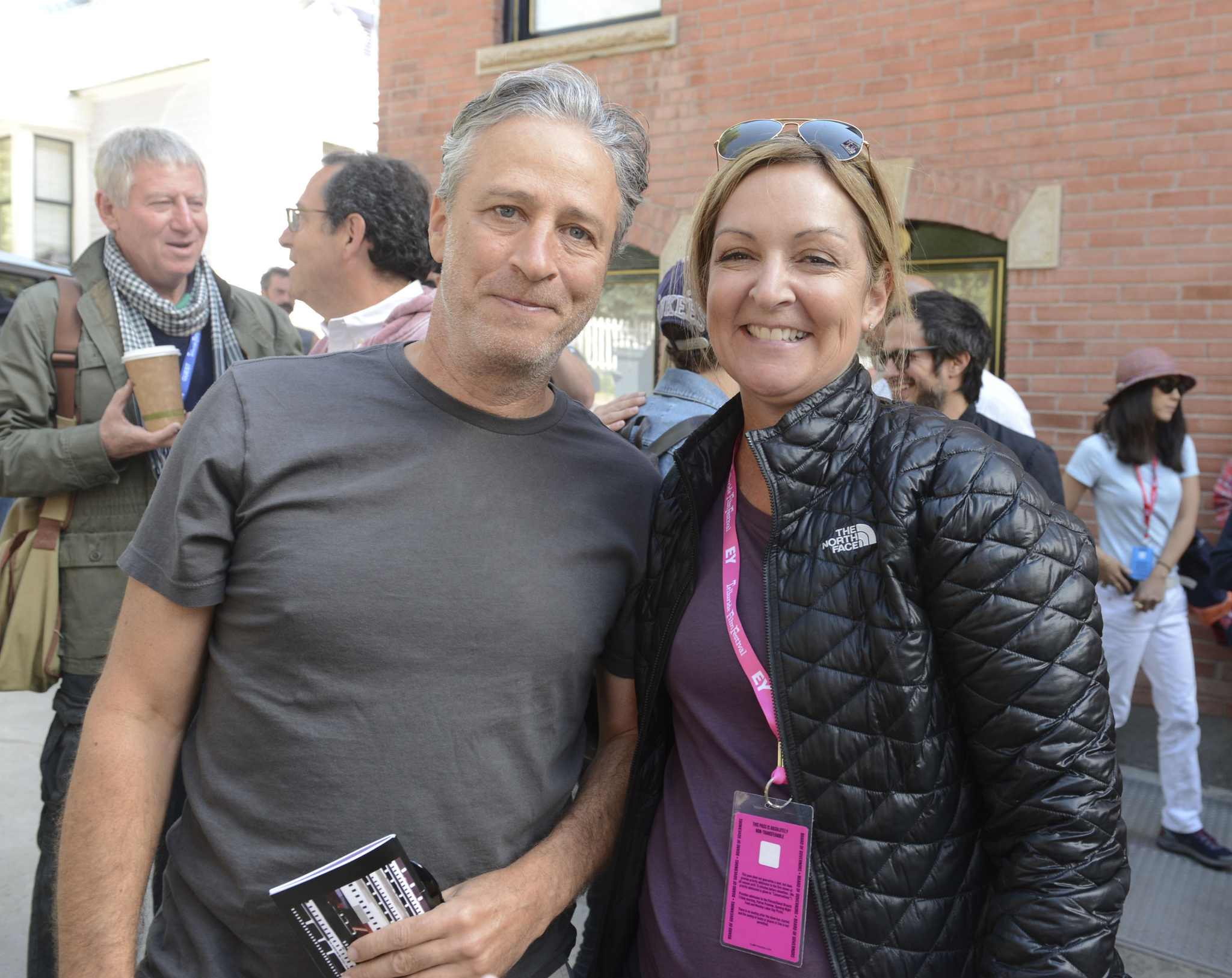 Julie Huntsinger and Jon Stewart