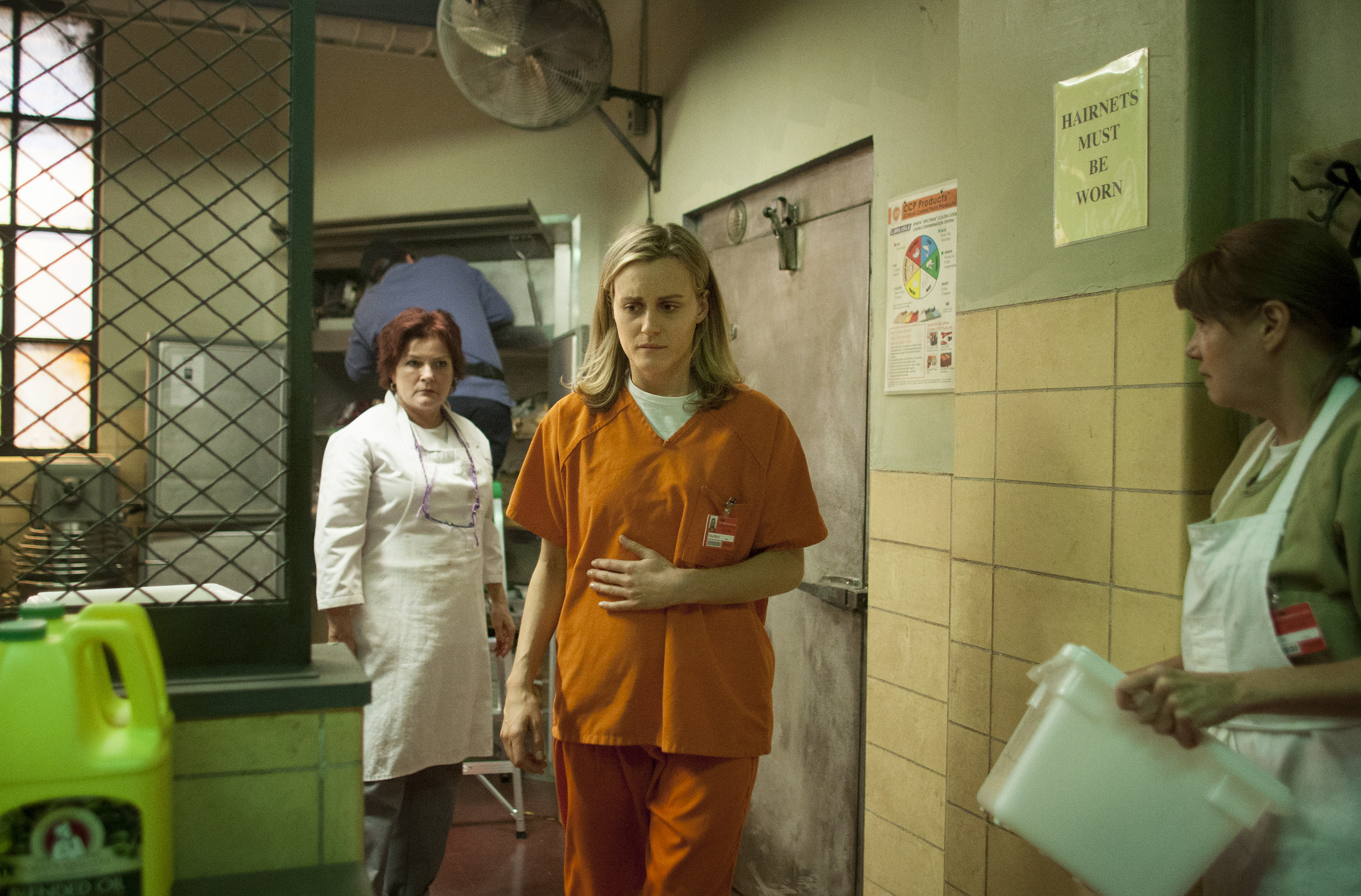 Still of Kate Mulgrew, Jason Biggs, Natasha Lyonne, Annie Golden, Michelle Hurst, Laura Prepon, Harold Surratt and Matt Peters in Orange Is the New Black (2013)